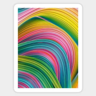 Stranded Horizon. Abstract Colorful Green, Yellow, Blue and Pink Minimal Artwork Sticker